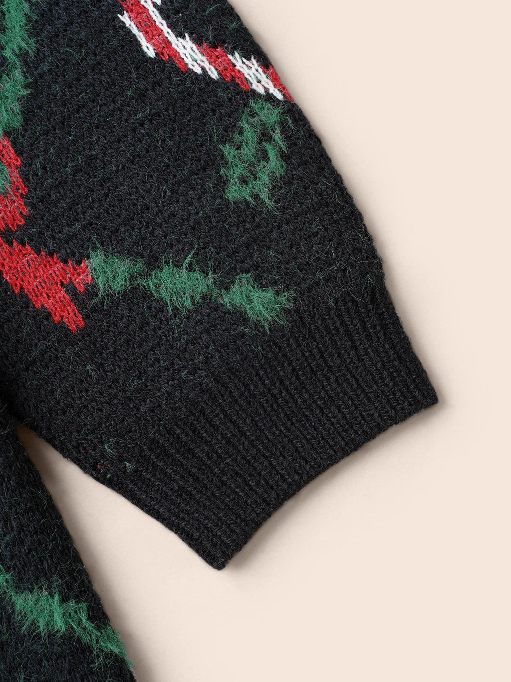 Festive Plaid Pattern Open-Front Cardigan