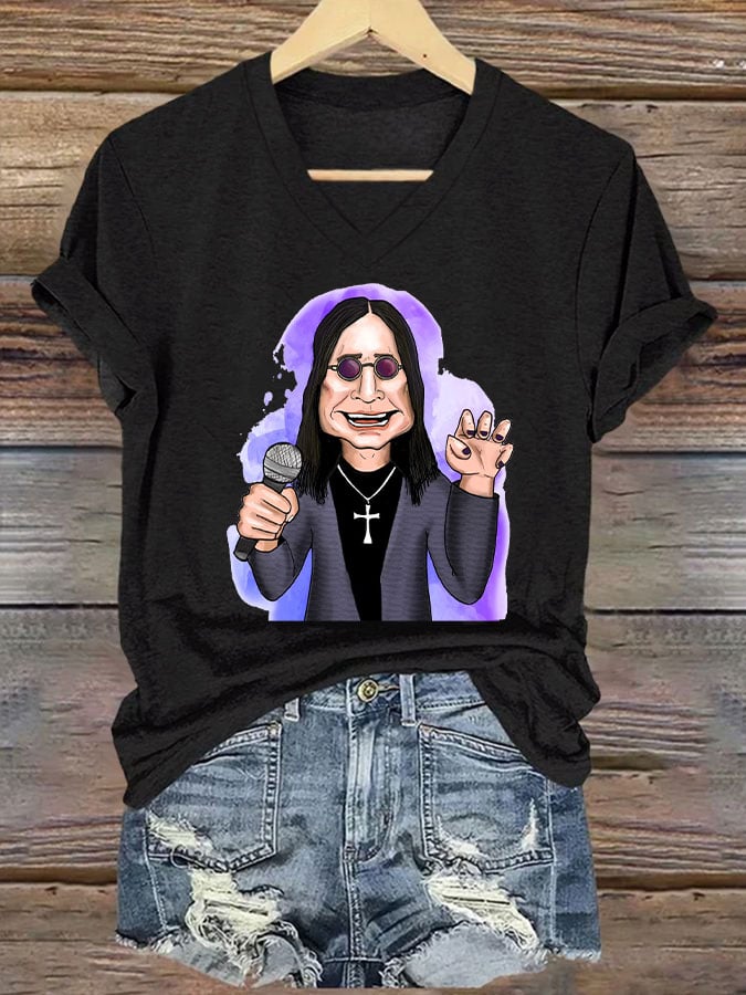 Women's casual short-sleeved V-neck T-shirt