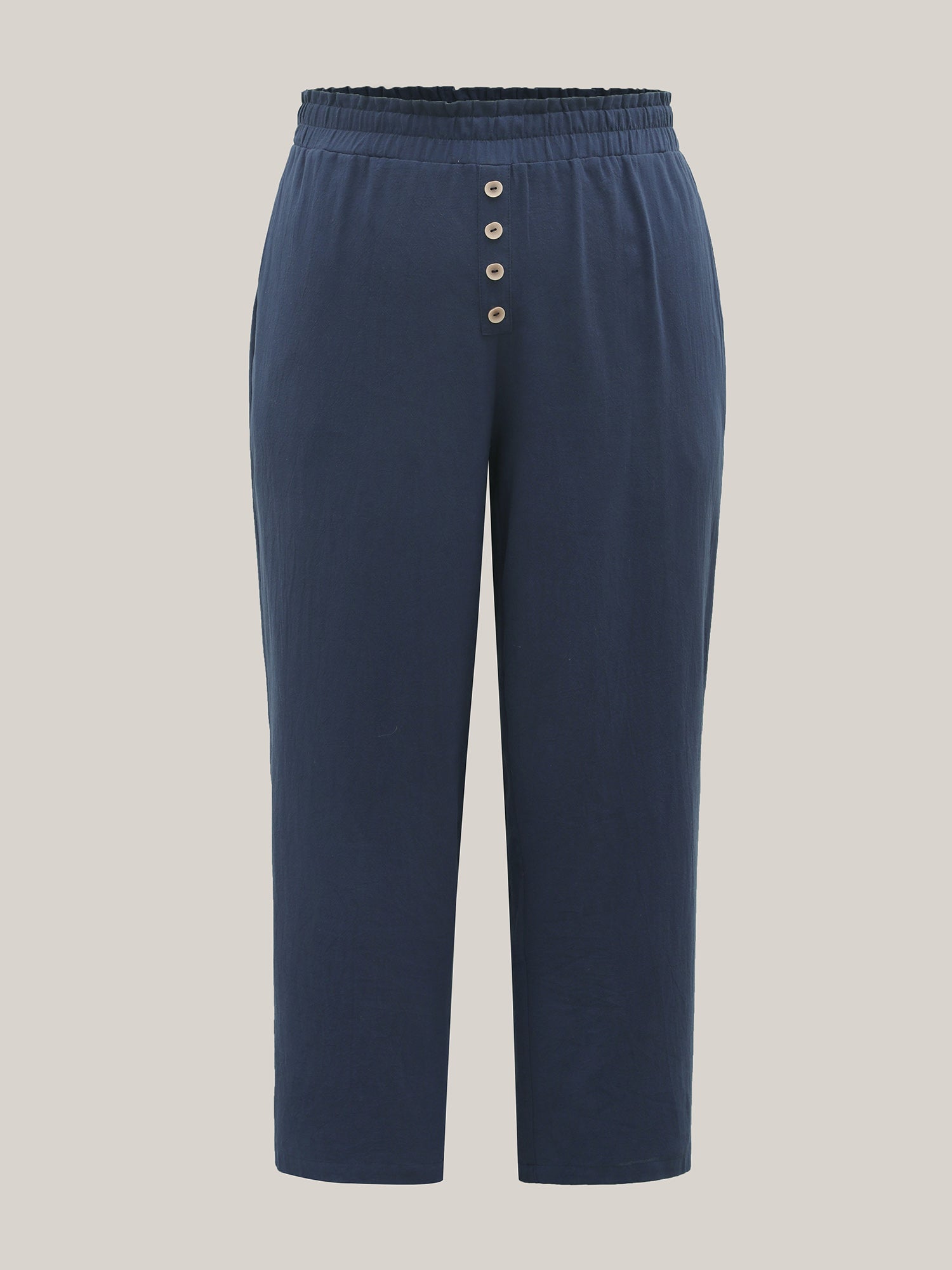 Buckle Buttons Straight-Leg Pull On Pants