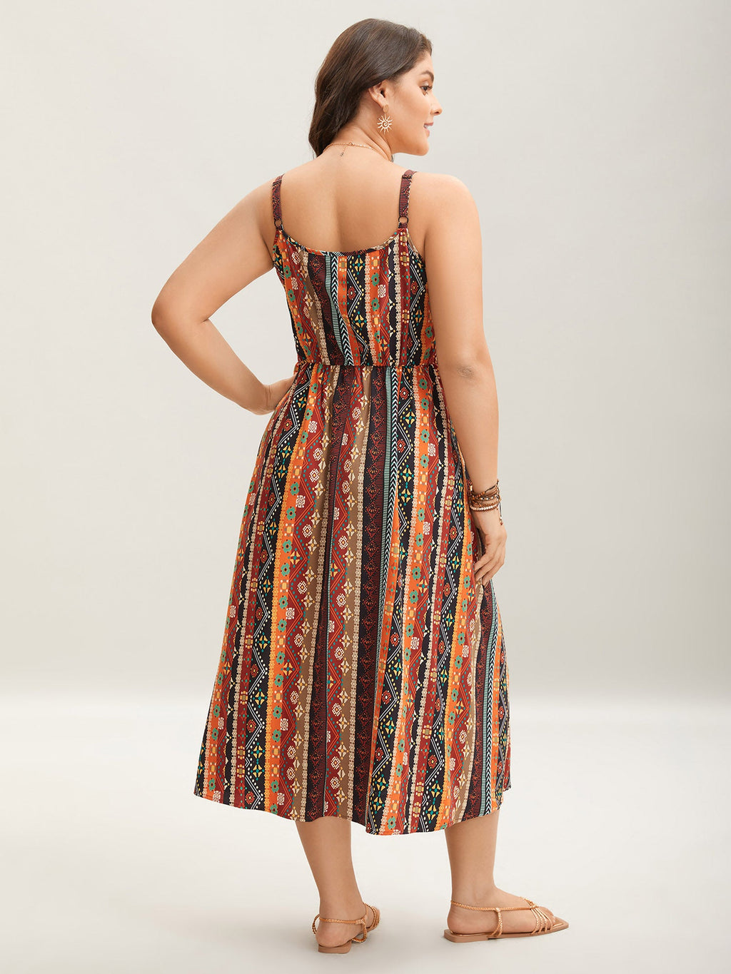 Colorful Striped Pleated Waist Pockets Jumpsuit
