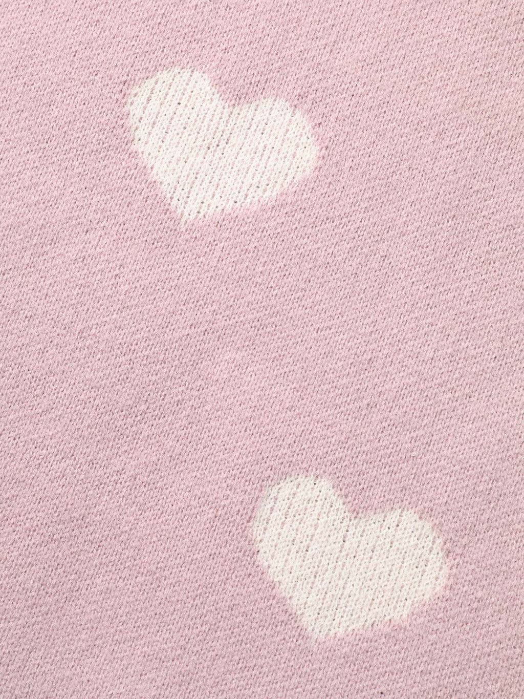 Heart Jacquard Contrast Ribbed Hem Pullover