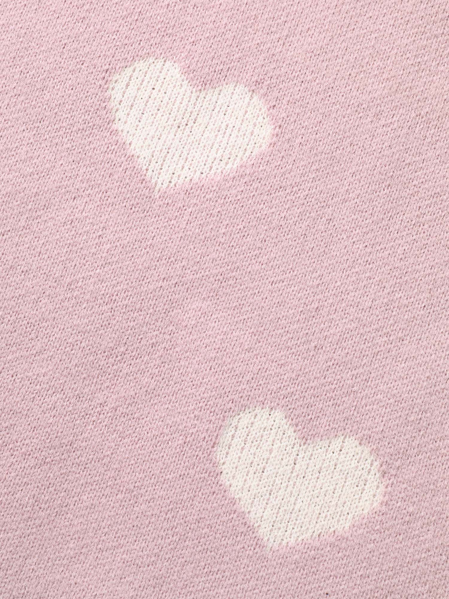 Heart Jacquard Contrast Ribbed Hem Pullover