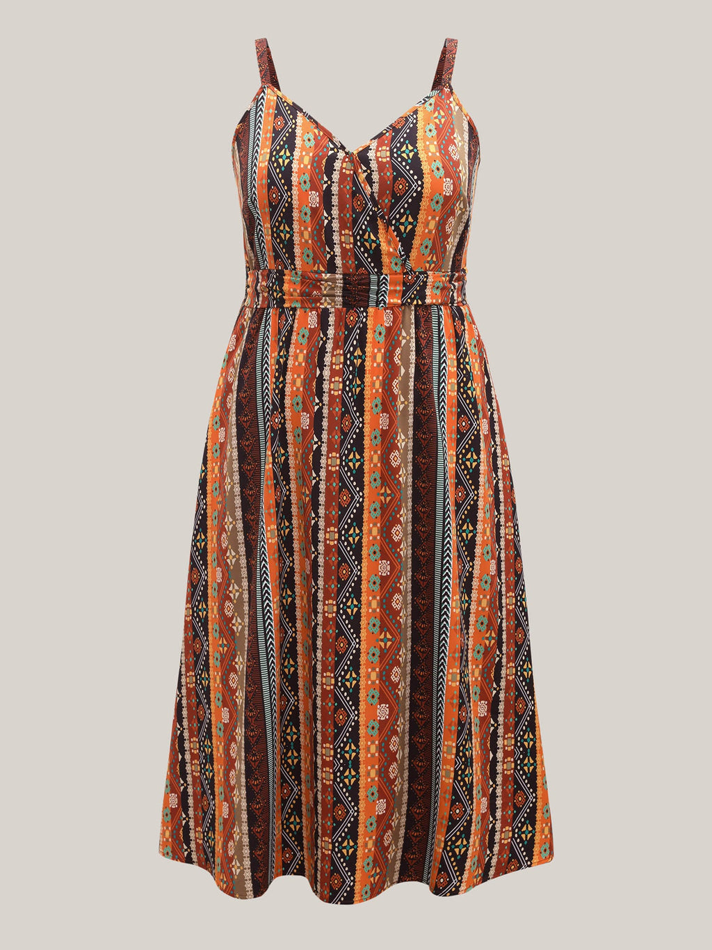Colorful Striped Pleated Waist Pockets Jumpsuit