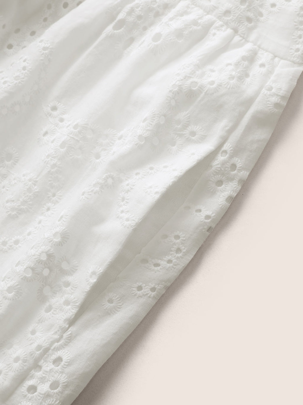 Mock Neck Broderie Anglaise Ruffle Trim Dress