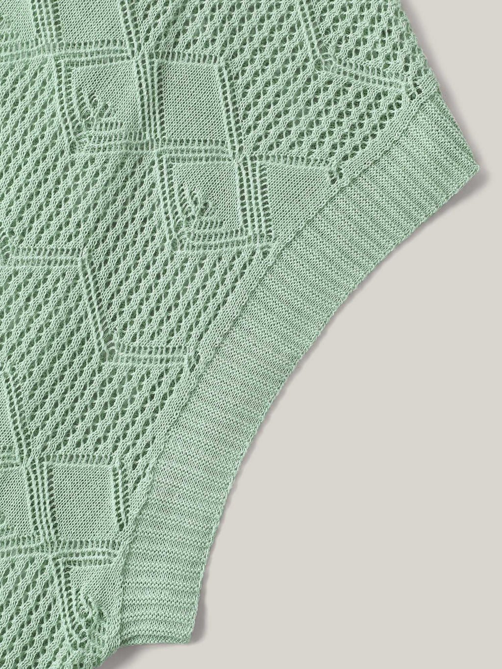 Eyelet Trim Folded Collar Knit Cardigan