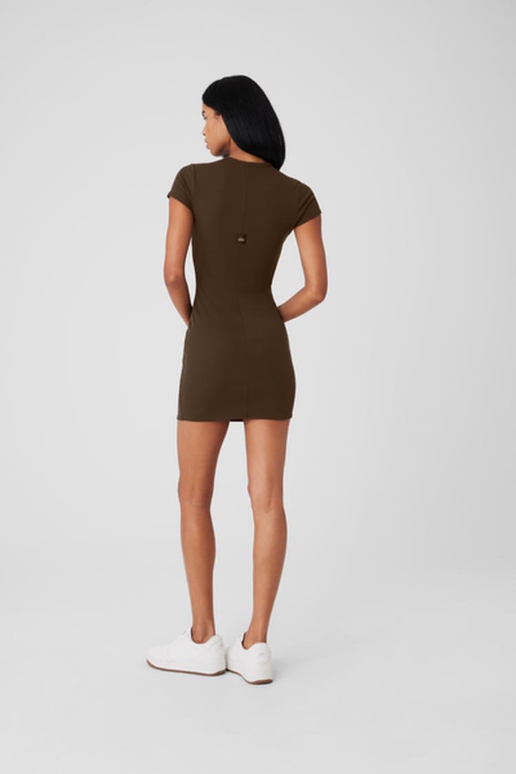 GODDESS RIBBED SHORT SLEEVE MINI DRESS