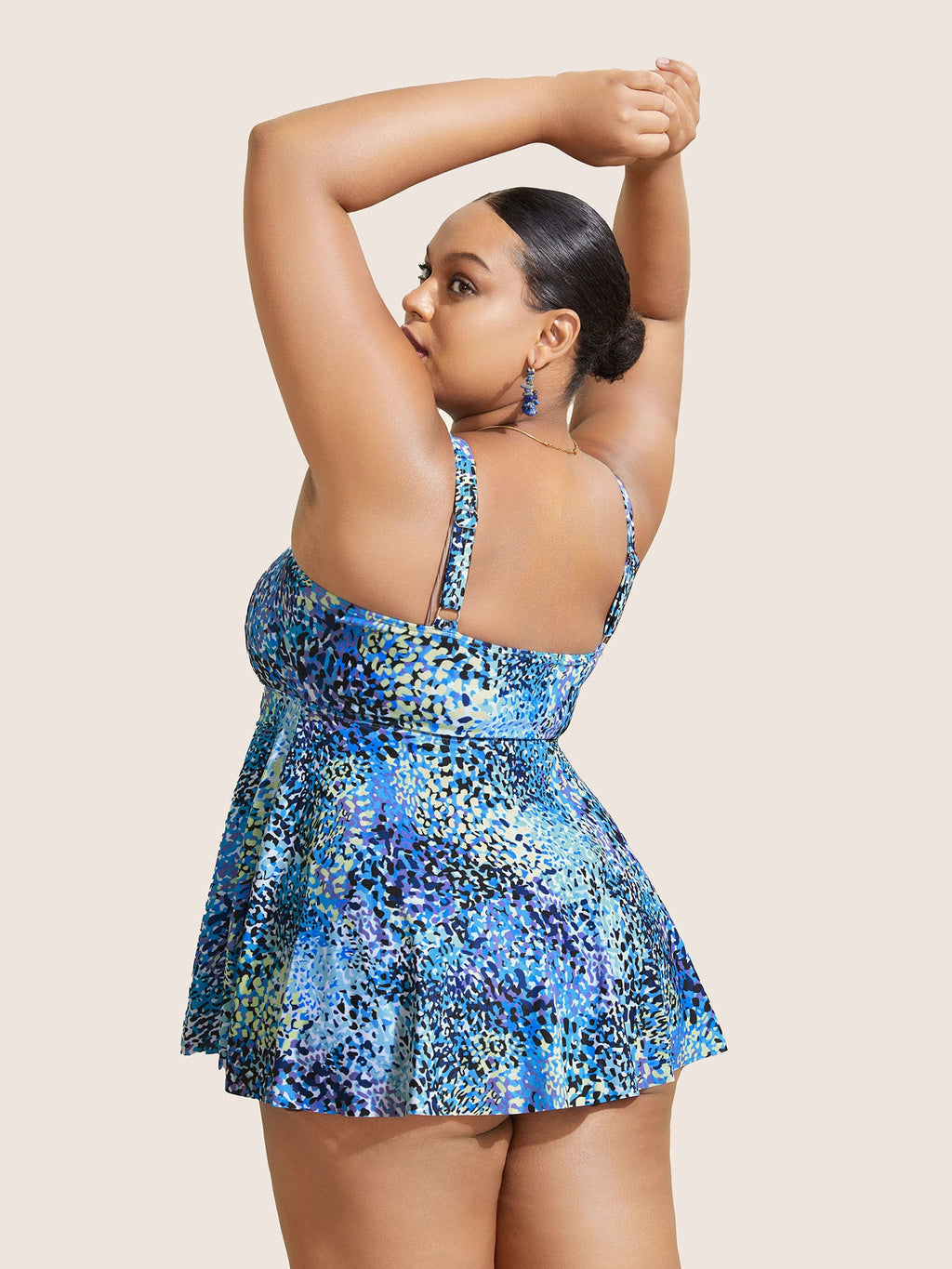 Leopard Print Knotted Front Swim Top