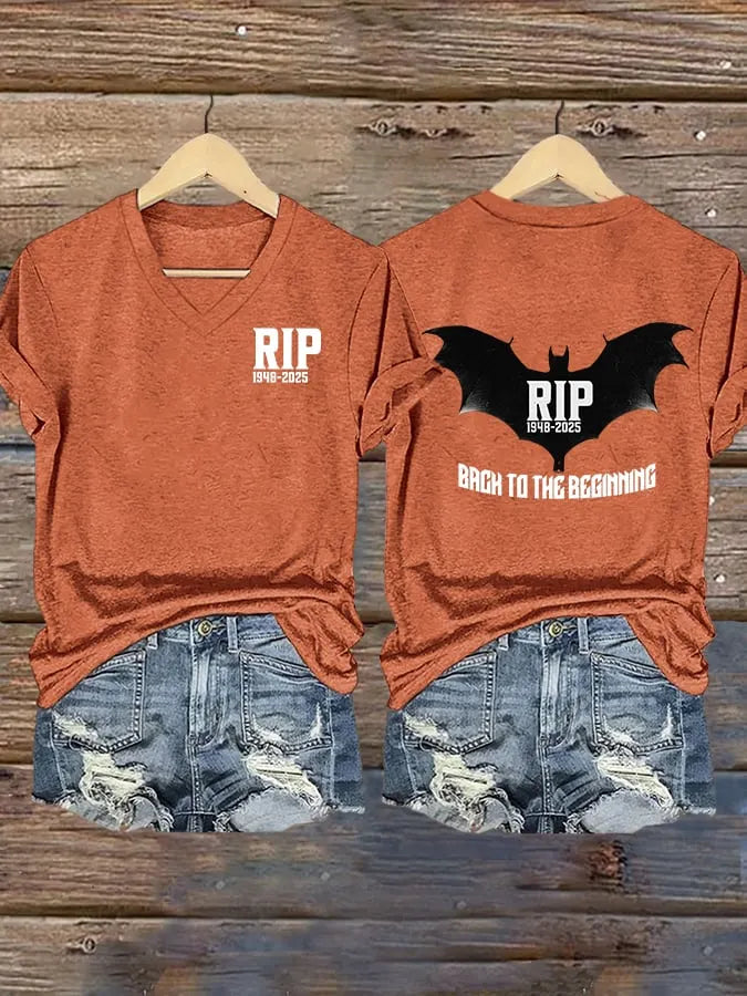 Women's Back To The Beginning Print V Neck T-shirt
