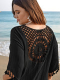 V-Neck Cut-Out Tassels Spliced Midi Dress