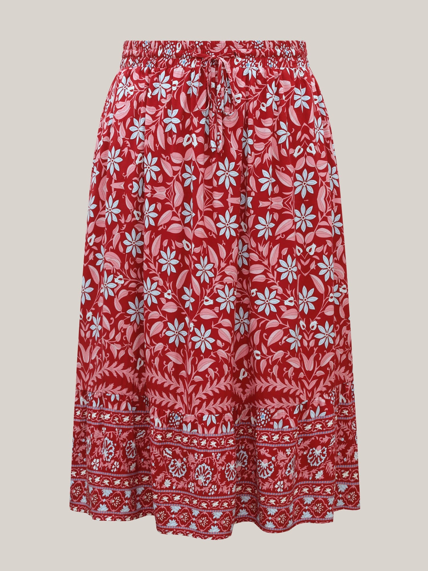 Spring Floral Fusion Panelled Tiered Skirt