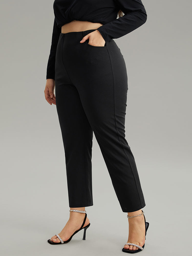 Plain Pocket Bodycon Ankle Pants