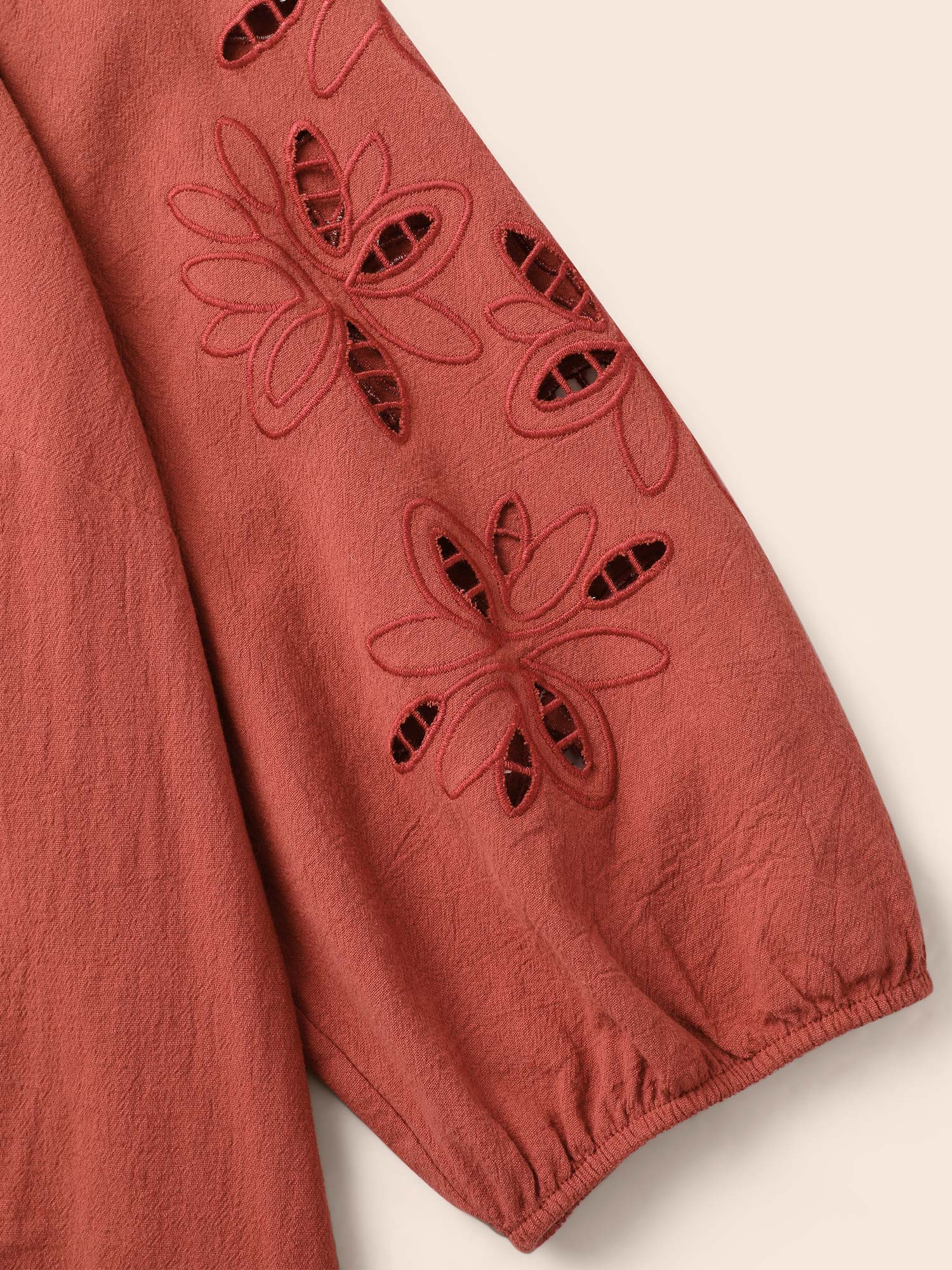 Broderie Anglaise Gathered Tie Knot Blouse