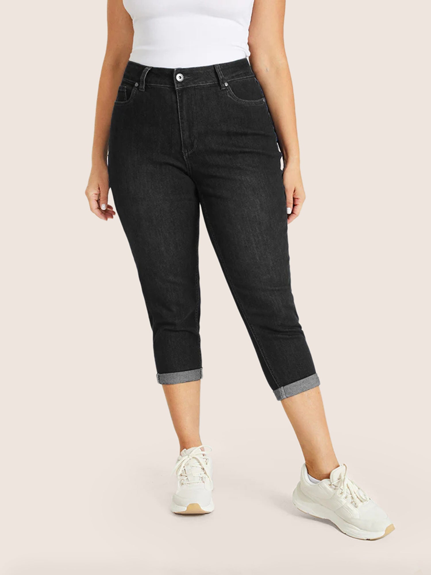 Very Stretchy High Rise Dark Wash Cropped Jeans