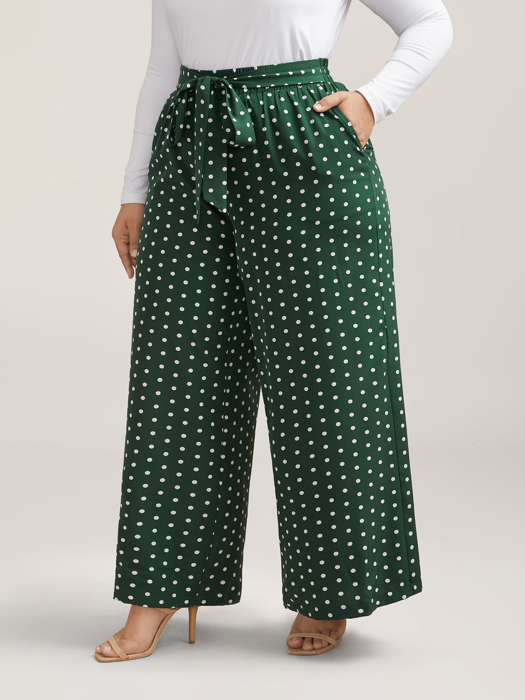 Polka Dots Tied Wide Leg Pants