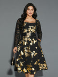 Glitter Floral Crochet Lace Mesh Dress