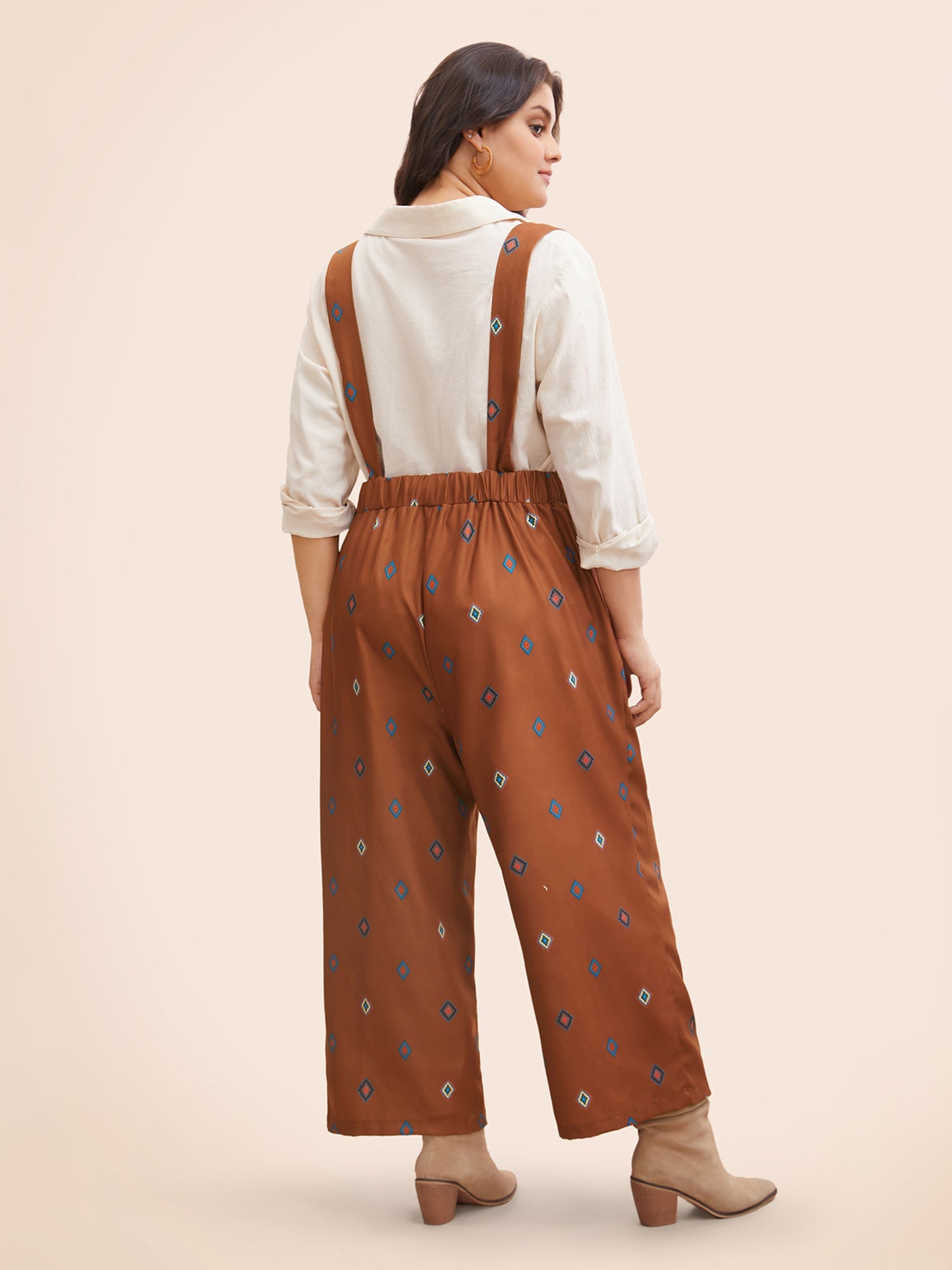 Geometric Print Adjustable Straps Overall