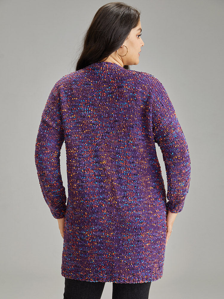 Color Textured Open Front Cardigan