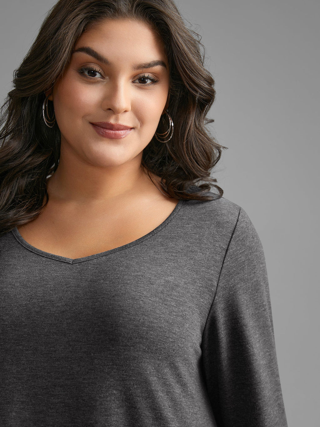 V Neck Lace Panel Jersey Top