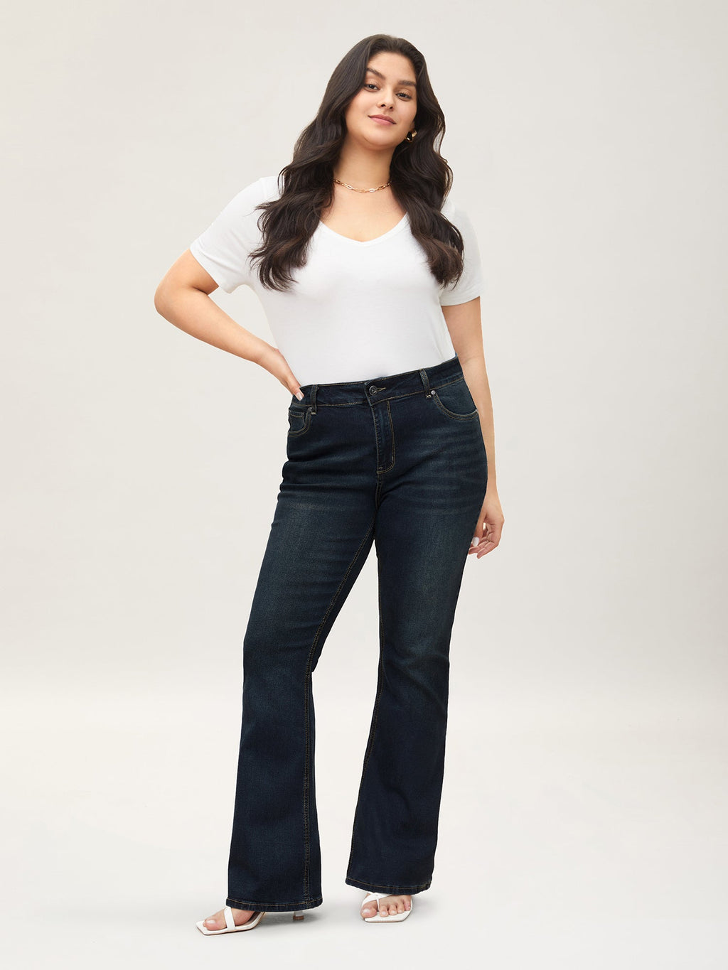 Bootcut Very Stretchy Mid Rise Medium Wash Sculpt Waist Jeans