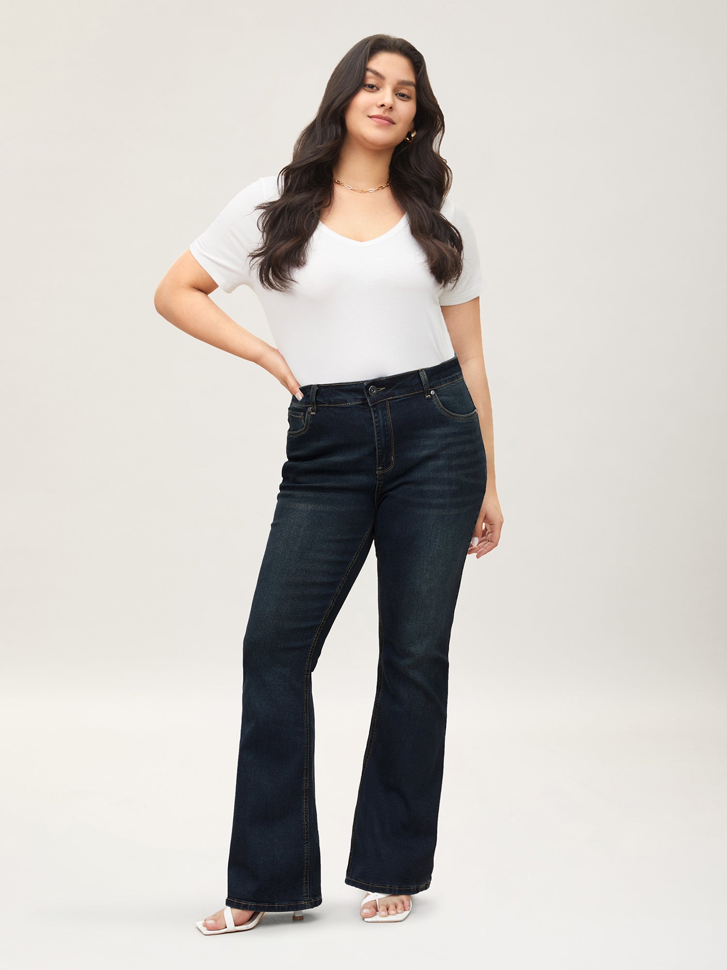 Bootcut Very Stretchy Mid Rise Medium Wash Sculpt Waist Jeans