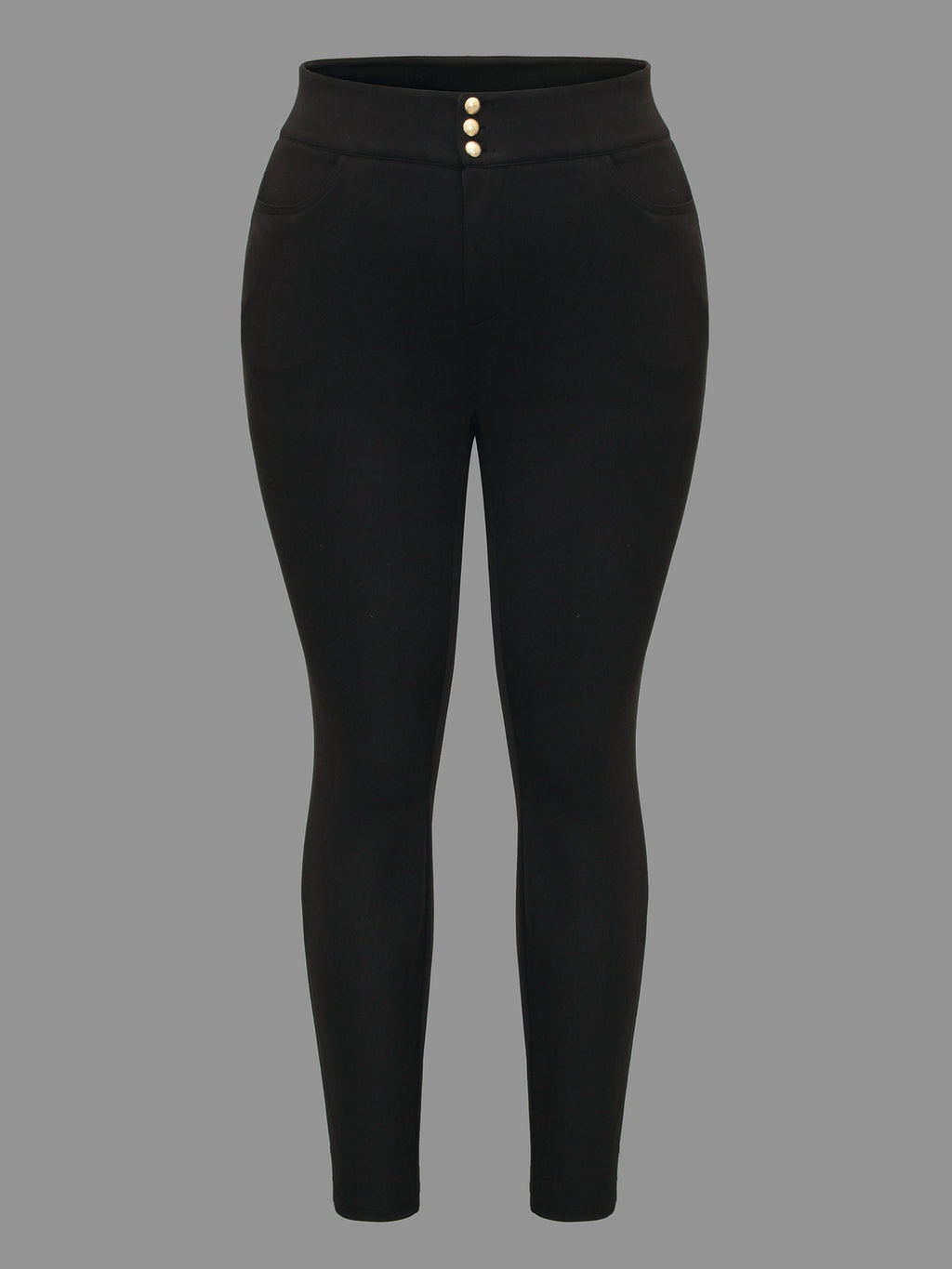 Mid Rise Buckle Detail Skinny Pants