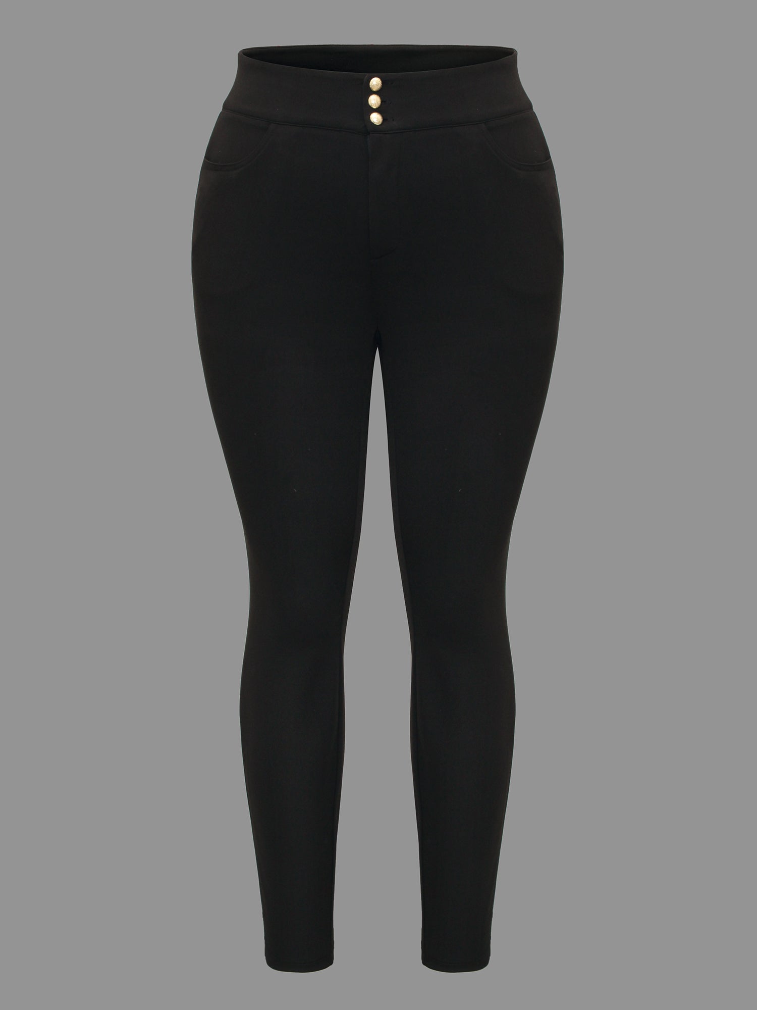 Mid Rise Buckle Detail Skinny Pants