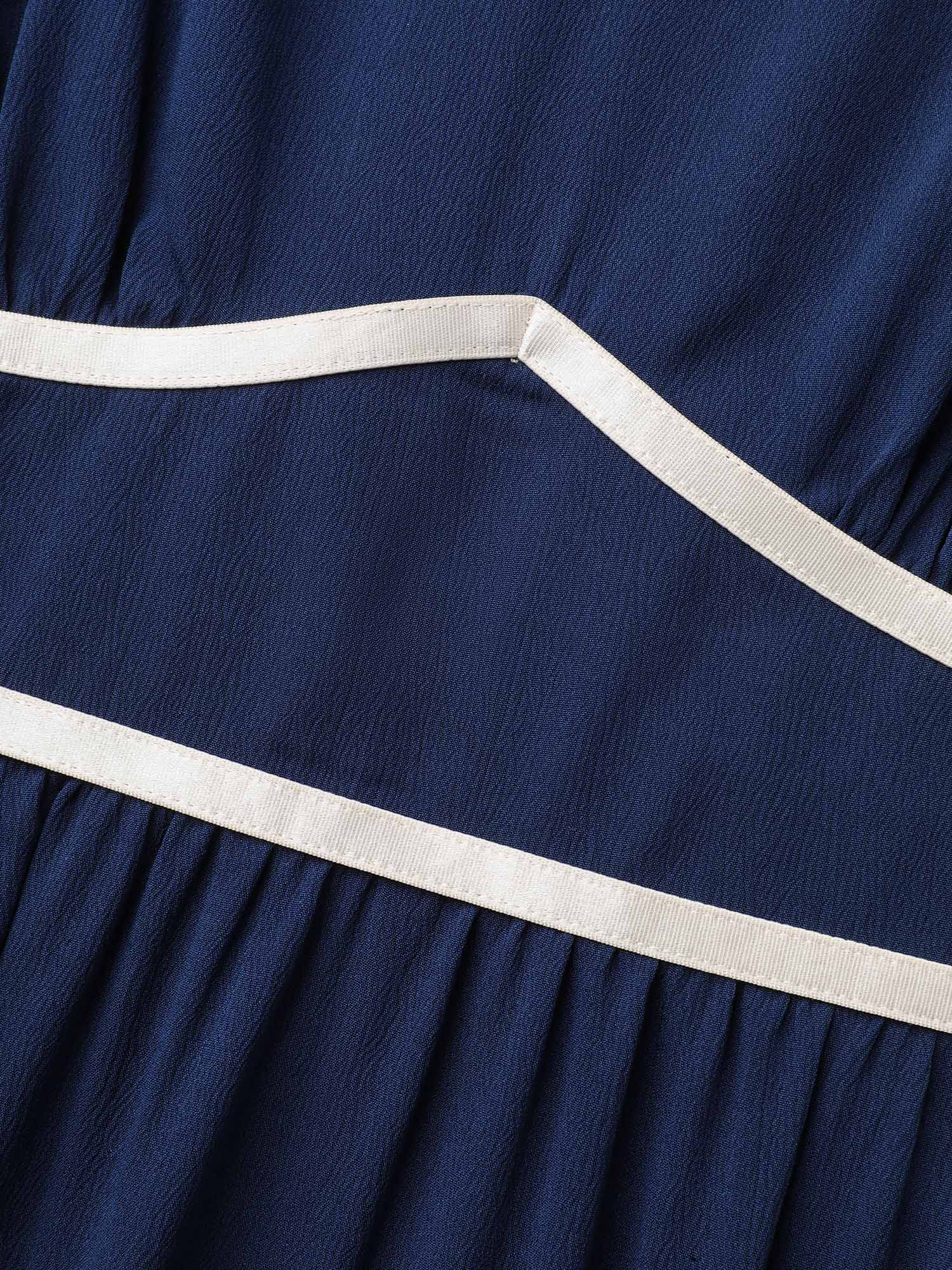 Textured Stretchy Waist Milkmaid Style Midi Dress