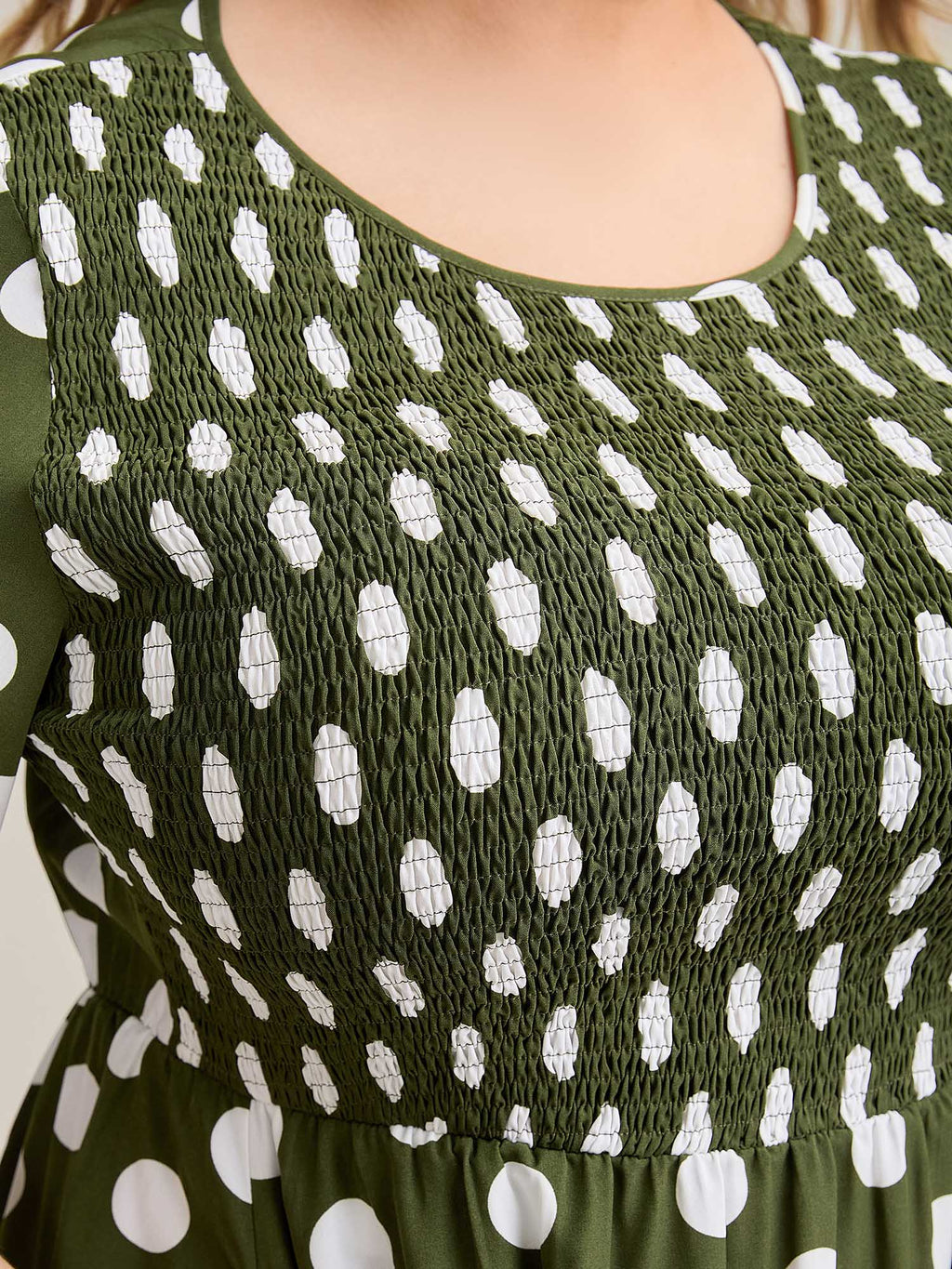 Polka Dot Print Pockets Shirred Maxi Dress