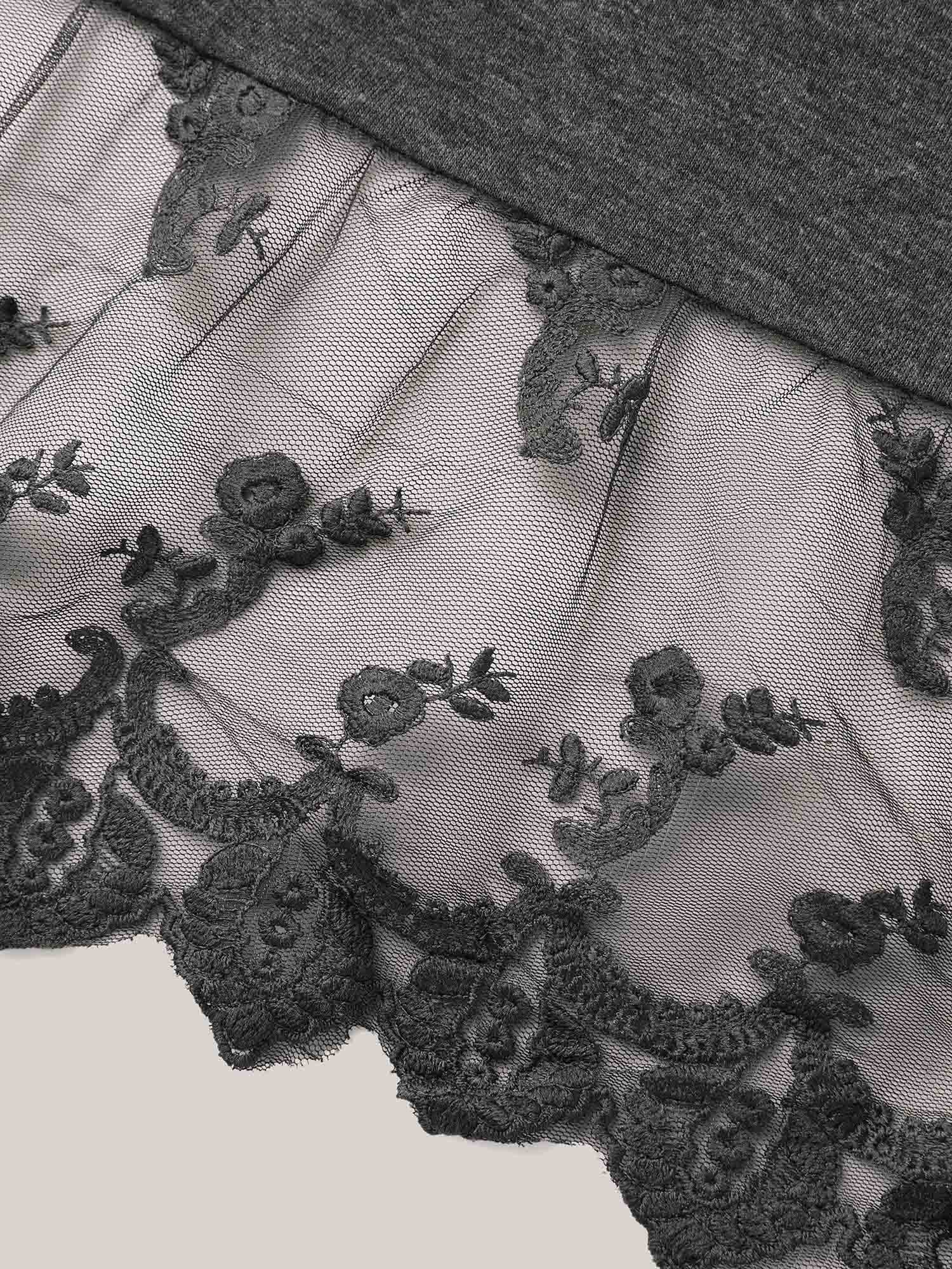 Lace Detail Round Neck Peplum Top