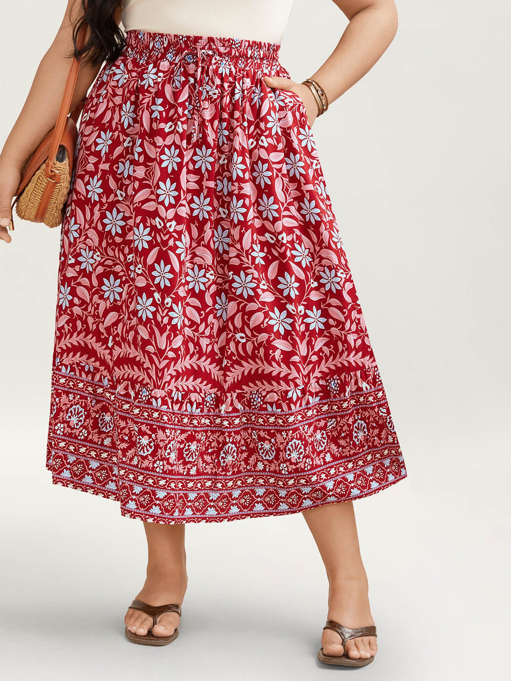 Spring Floral Fusion Panelled Tiered Skirt