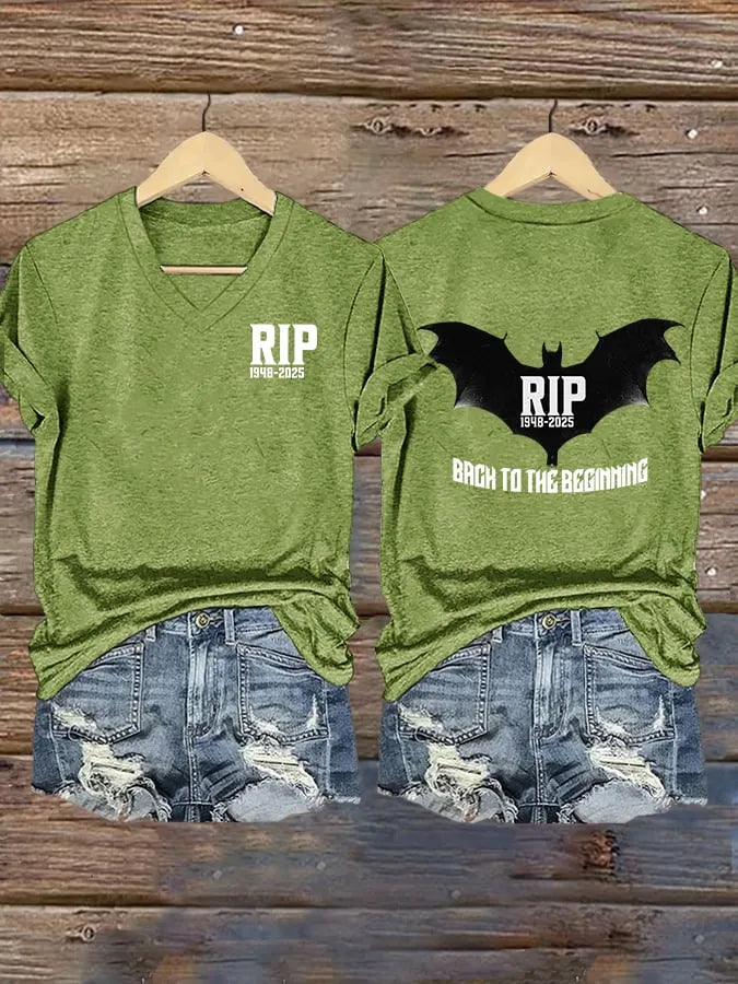 Women's Back To The Beginning Print V Neck T-shirt