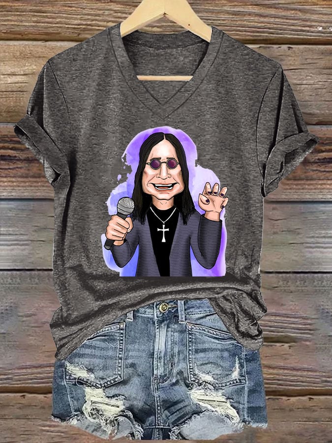 Women's casual short-sleeved V-neck T-shirt
