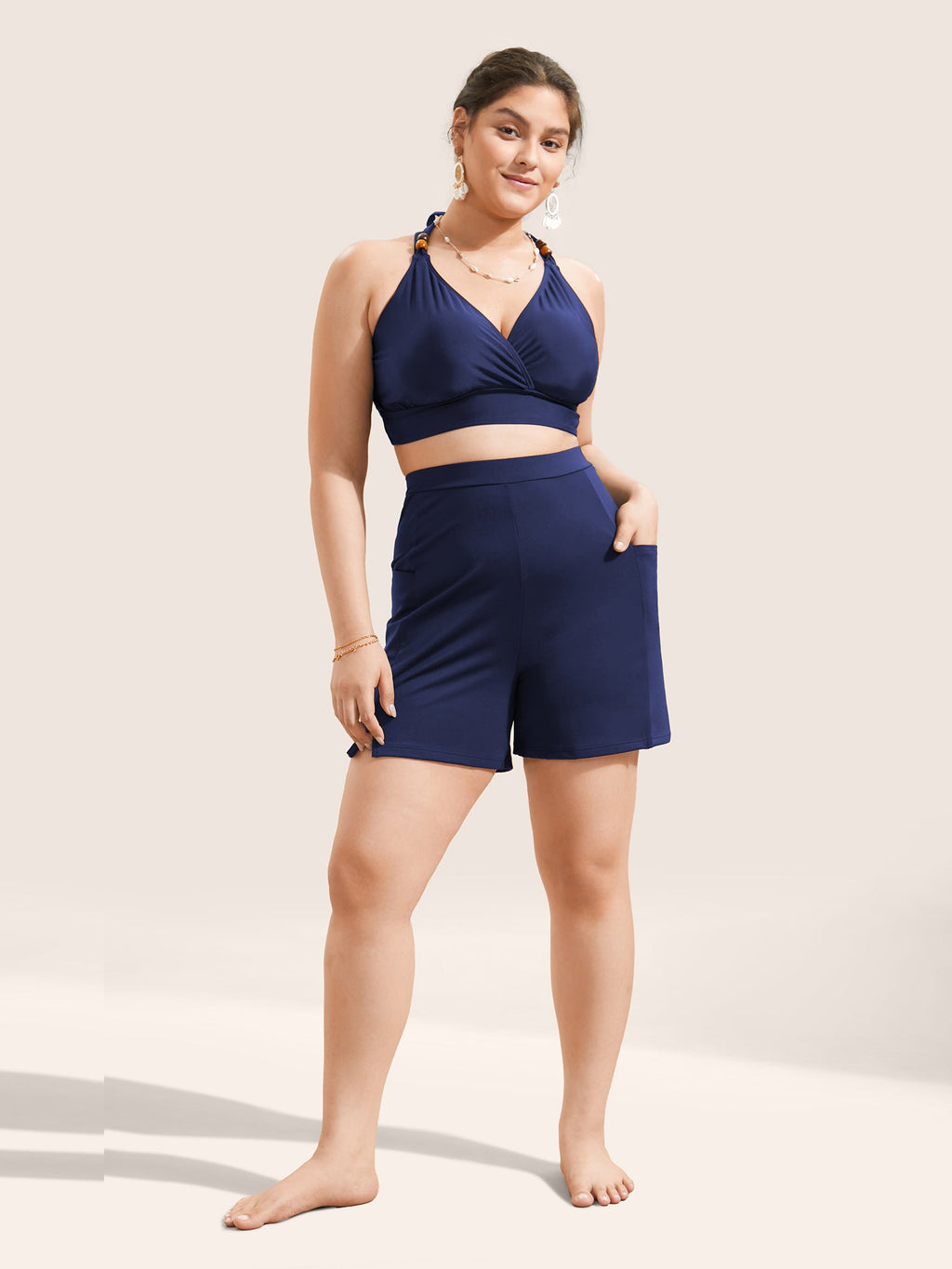 High Rise Pocket Split Side Swim Bottom