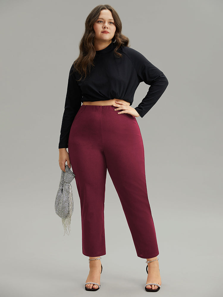 Plain Pocket Bodycon Ankle Pants