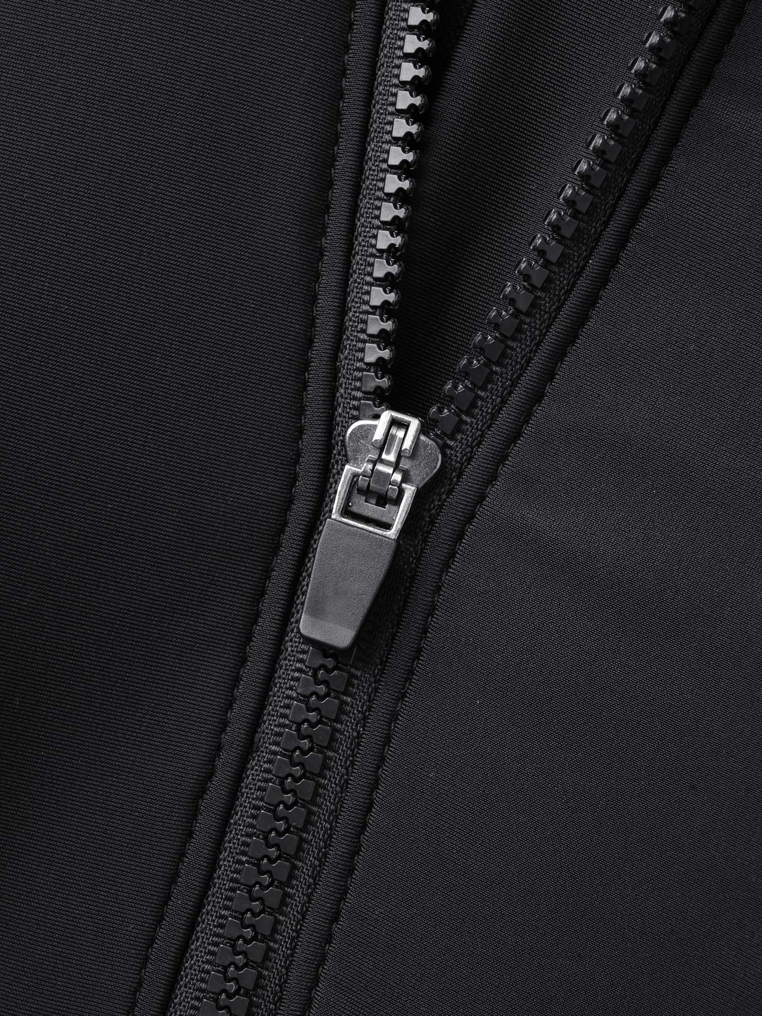 Glide Lock Zipper Plain Fitted Swim Top
