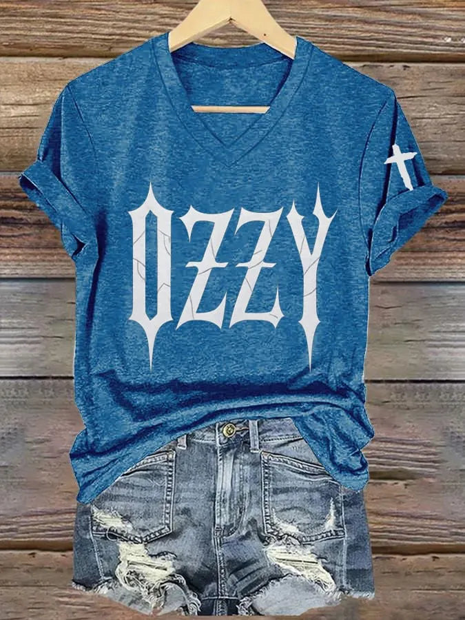 Women's Hot Singer Printed V-Neck T-Shirt