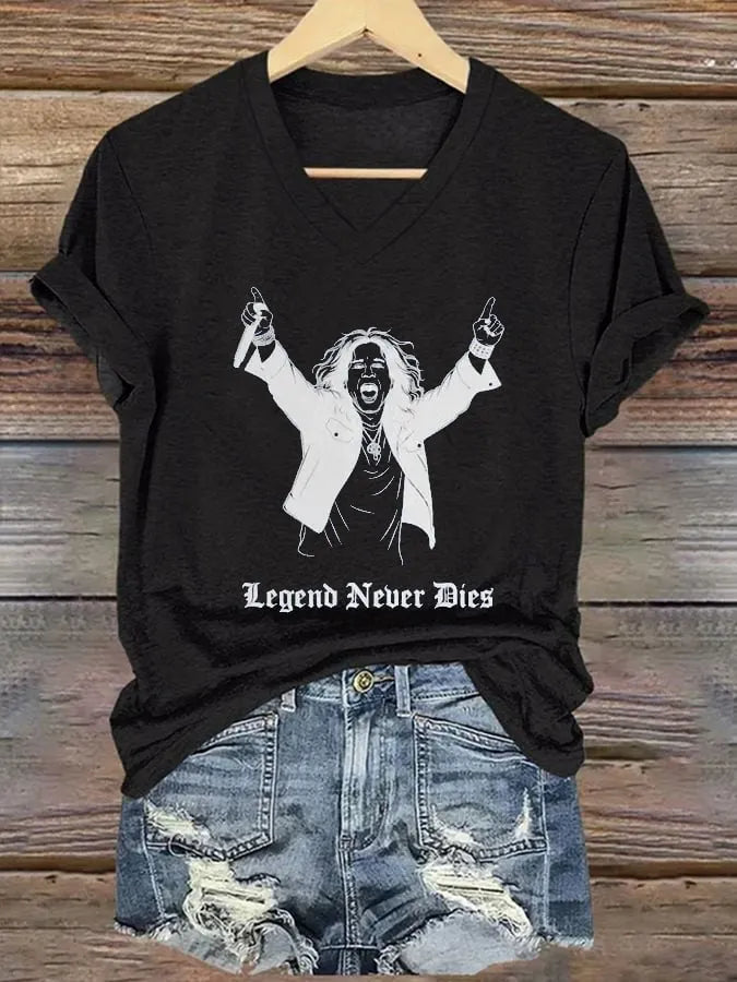 Women's "Hot Singer" Printed V-Neck T-Shirt