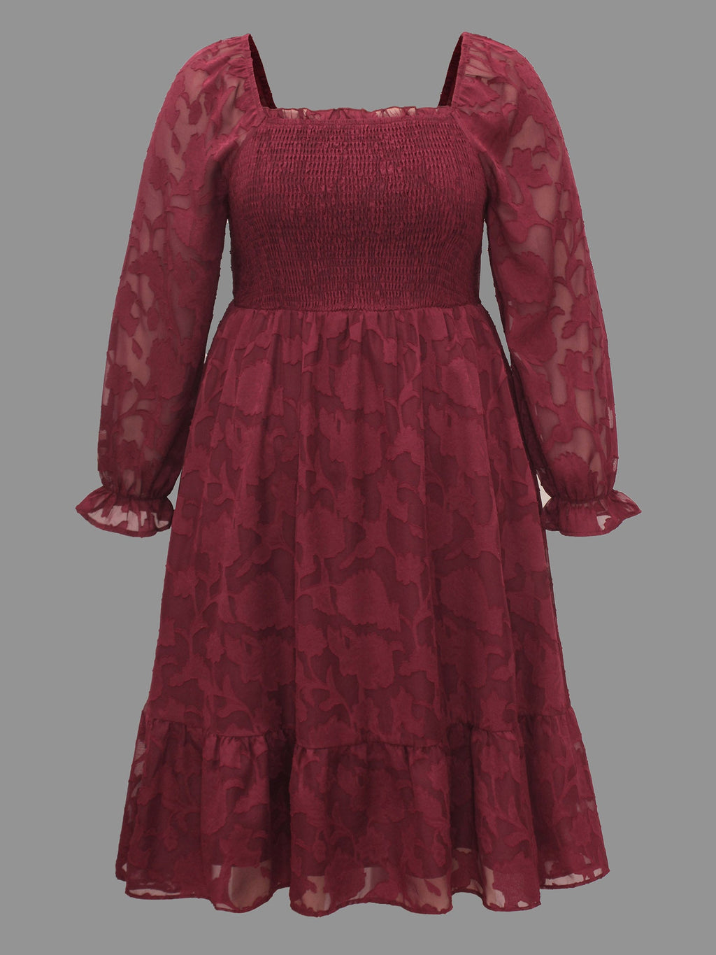 Jacquard Texture Square Neck Midi Dress
