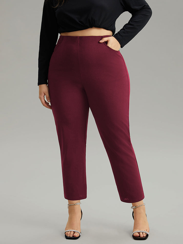 Plain Pocket Bodycon Ankle Pants