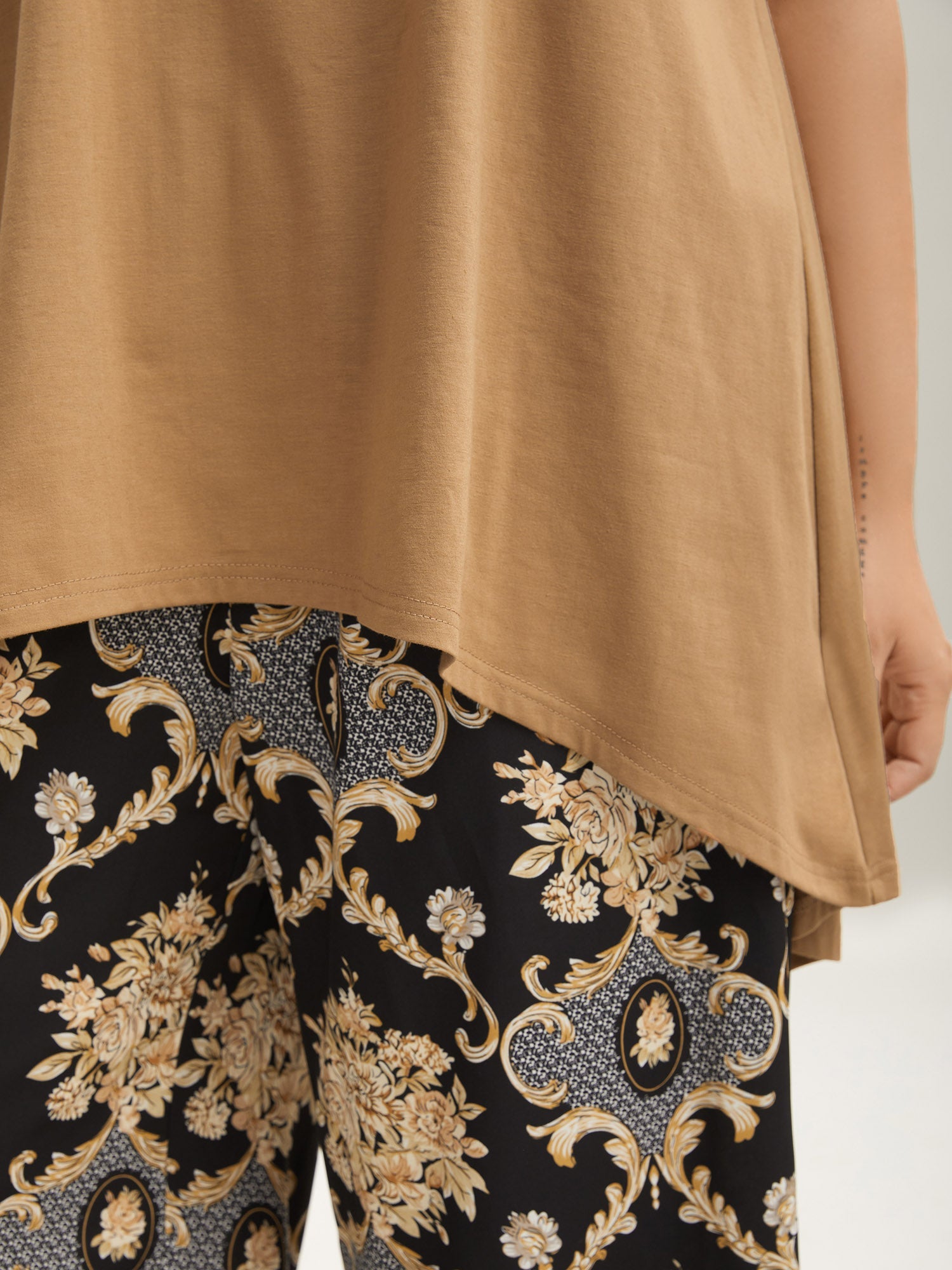 Boho Print Color Contrast Loungewear Set