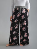 Floral Contrast Waist Lounge Bottoms