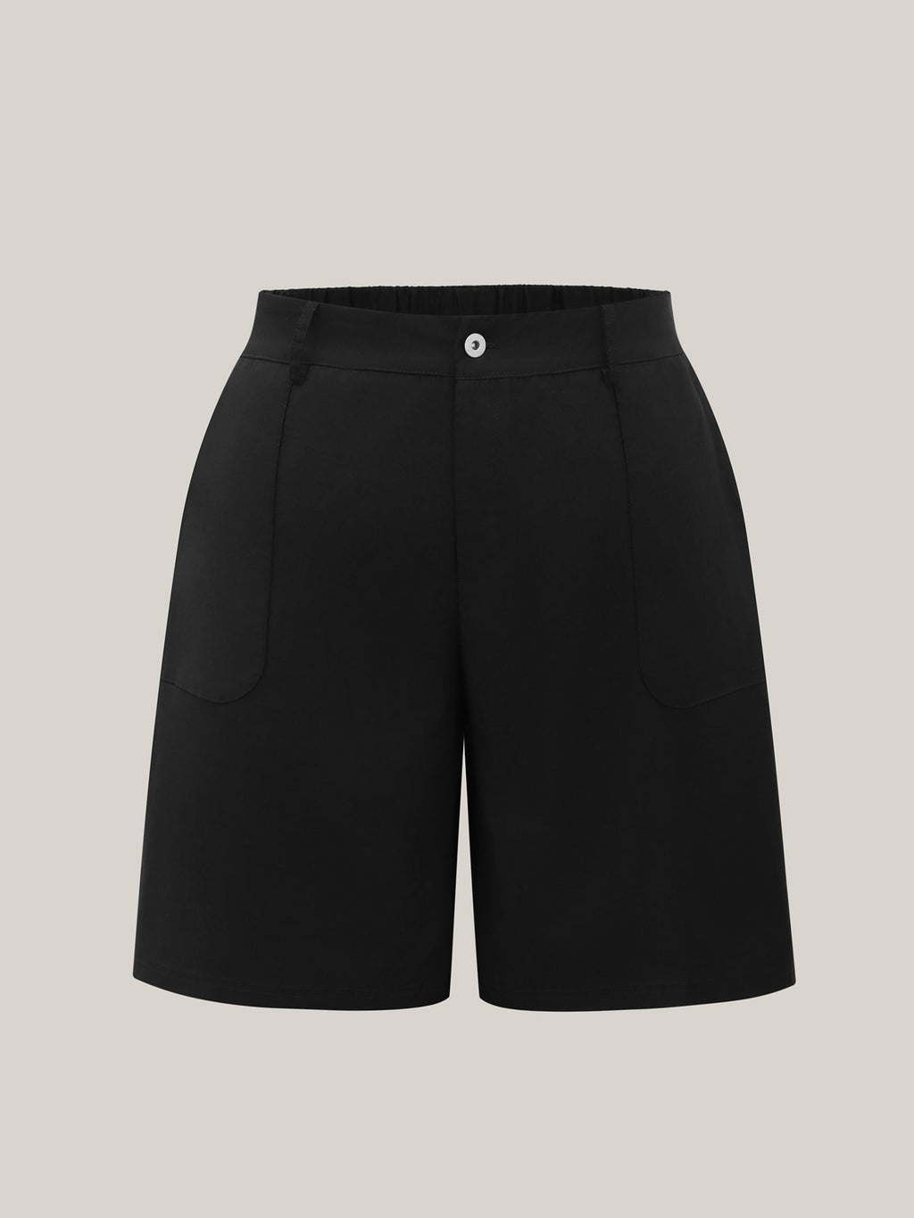 Rubber Waist Zipper Pockets Shorts