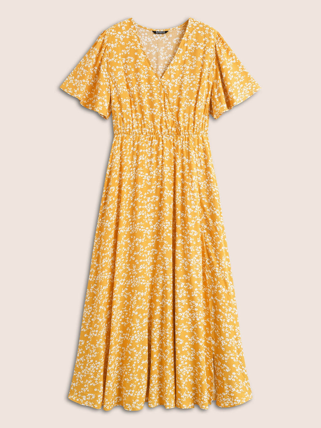 Bloom Dress - Flutter Sleeve Ditsy Floral Pocket Split Maxi Dress