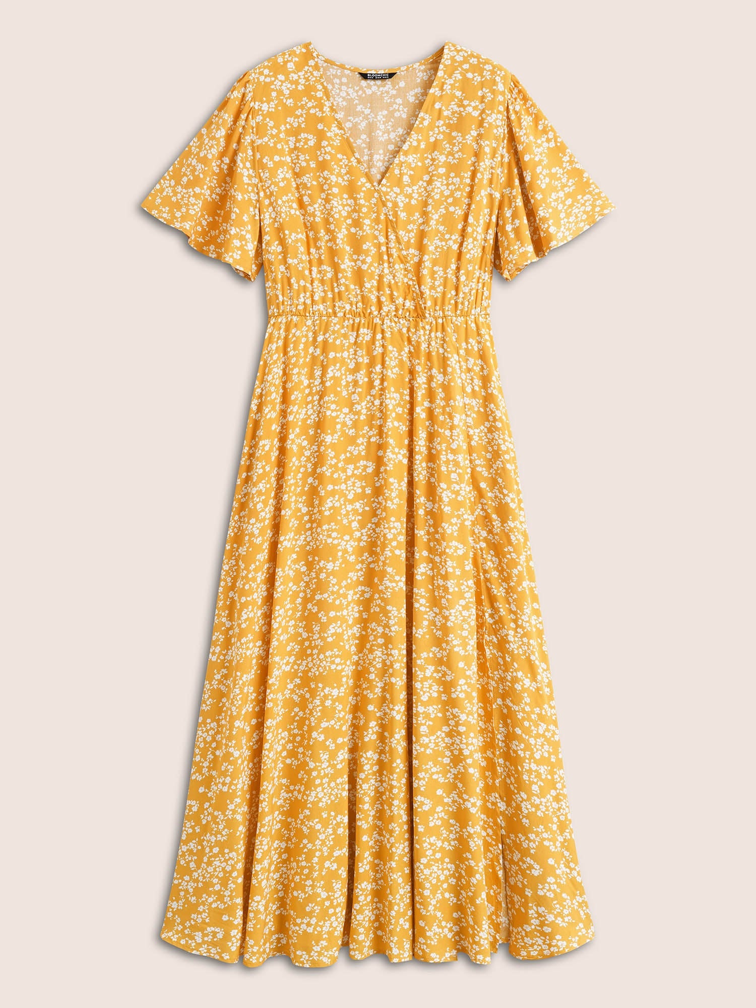 Bloom Dress - Flutter Sleeve Ditsy Floral Pocket Split Maxi Dress
