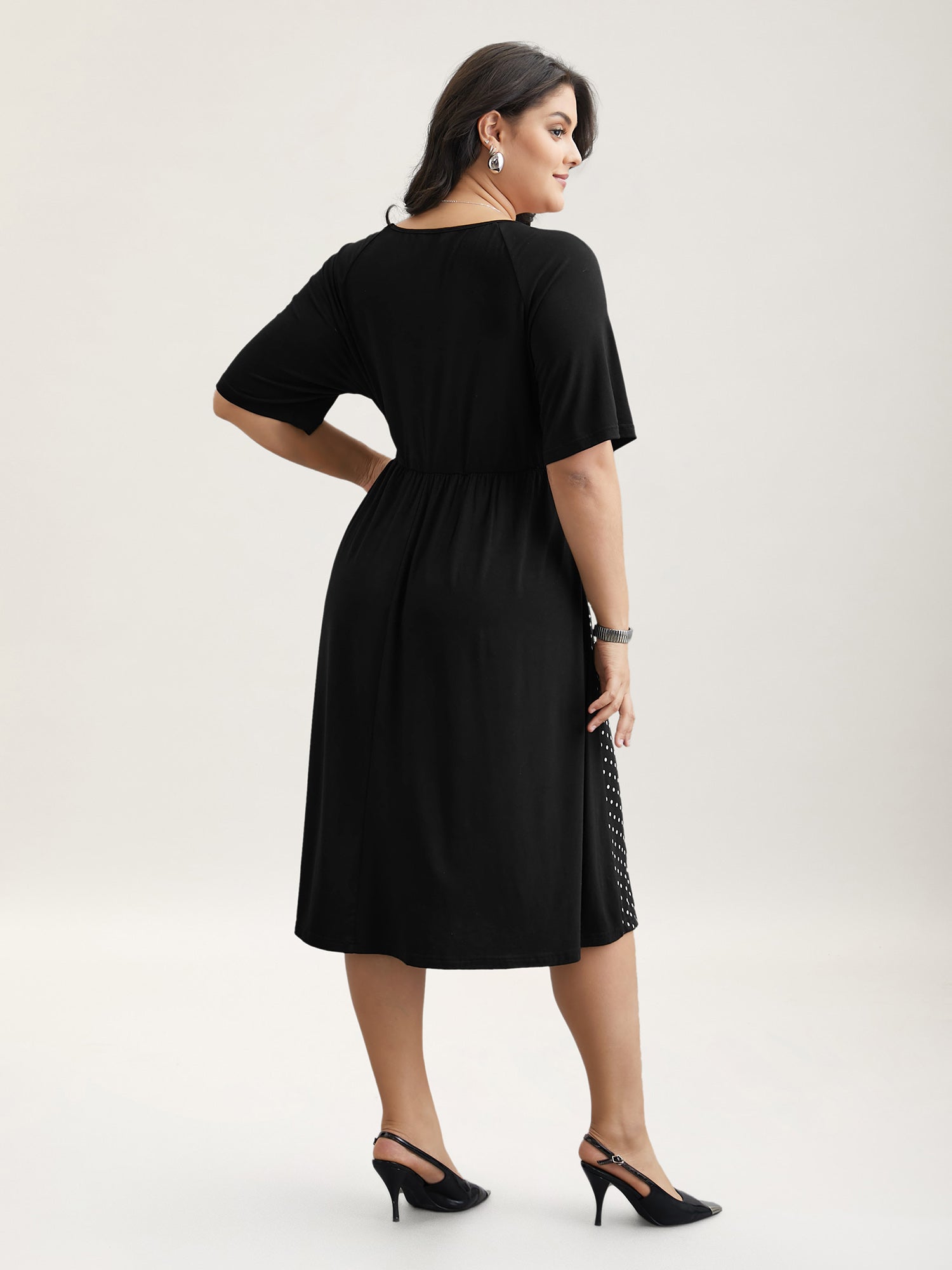 Supersoft Polka Dot Waist-Cinched Midi Dress