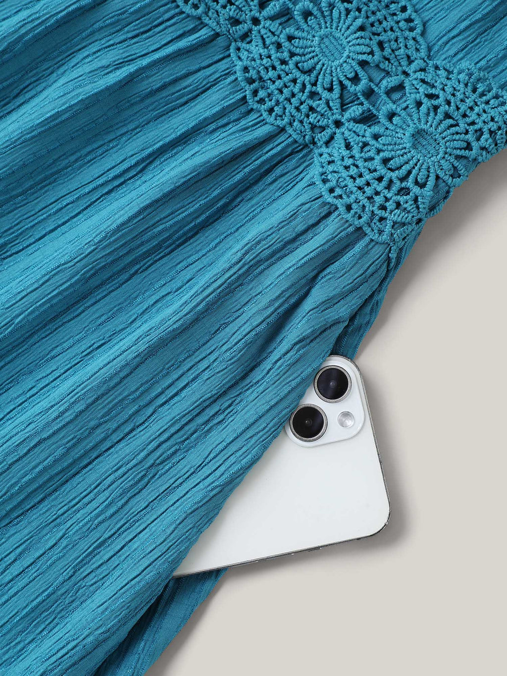 Scalloped Lace Surplice Ruffled Midi Dress