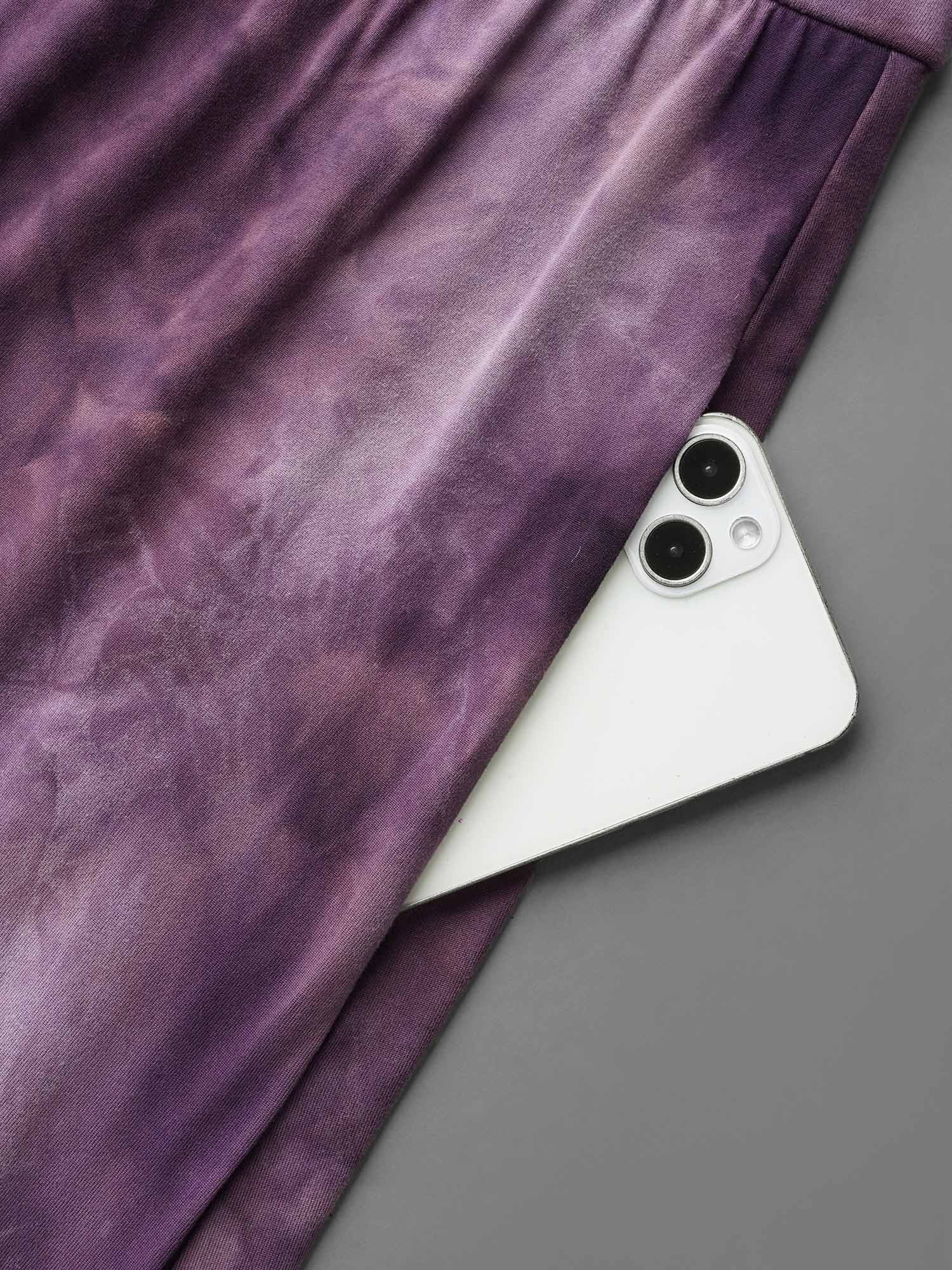 Tie-Dye Surplice Neck Curved Hem Midi Dress
