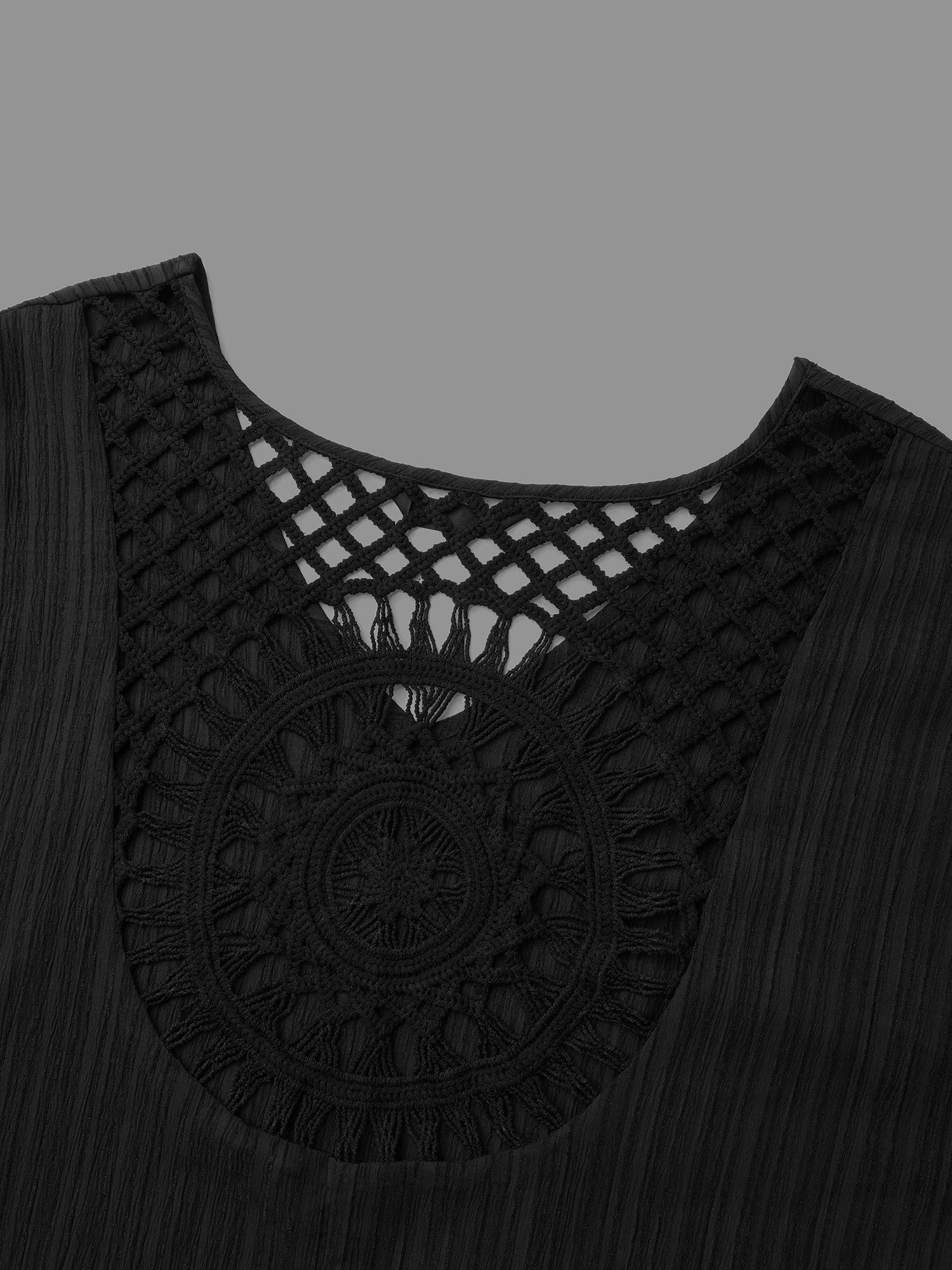V-Neck Cut-Out Tassels Spliced Midi Dress