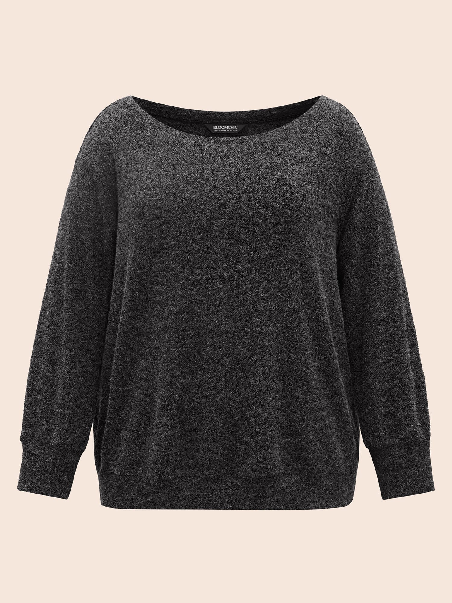Textured Off Shoulder Drop Shoulder Sleeve Sweatshirt