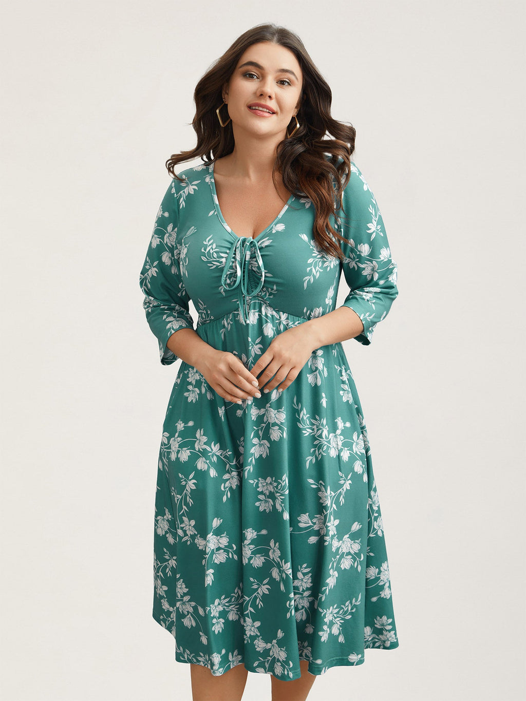 Feels like Spring Printed Drawstring Midi Dress